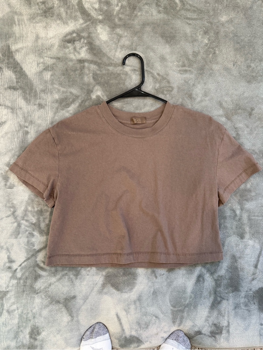 Nuude Cropped Crewneck T‑Shirt in Mauve - Women's Top
